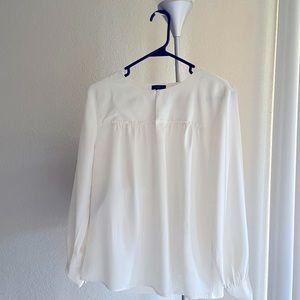 Ann Taylor ecru color office wear solid blouse